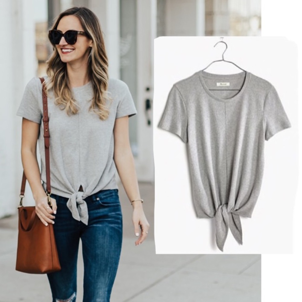 Madewell Modern Tie Front Tee L